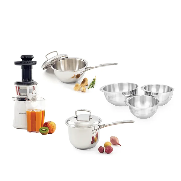 Especial #28 - Extractor de Jugo Nutrex Press + Saucier 1.75 L + Saucepan 2.5 L + Juego de Bowls 3 Piezas